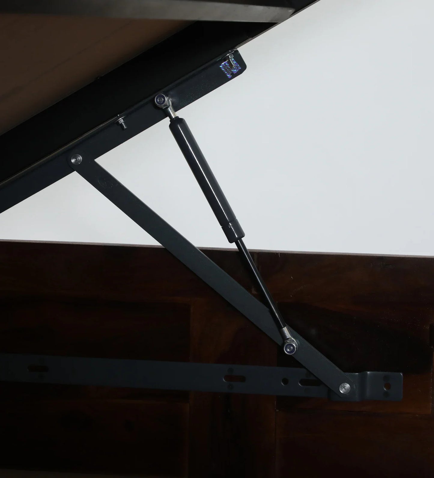 Sheesham Wood Queen Size Bed In Provincial Teak Finish With Headboard & Hydraulic Storage