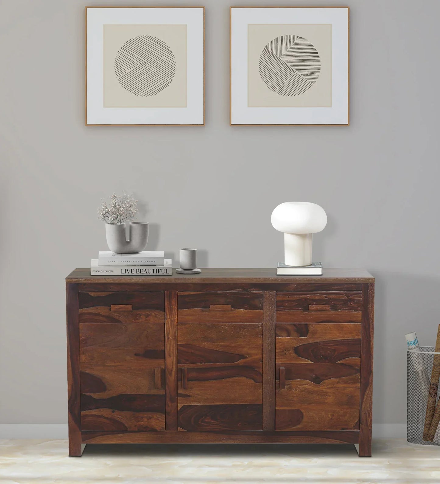 Sheesham Wood Sideboard In Provincial Teak Finish