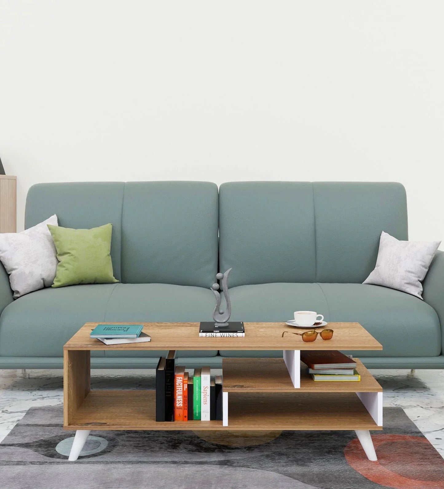 Dora Coffee Table In Canyon Oak And White Colour