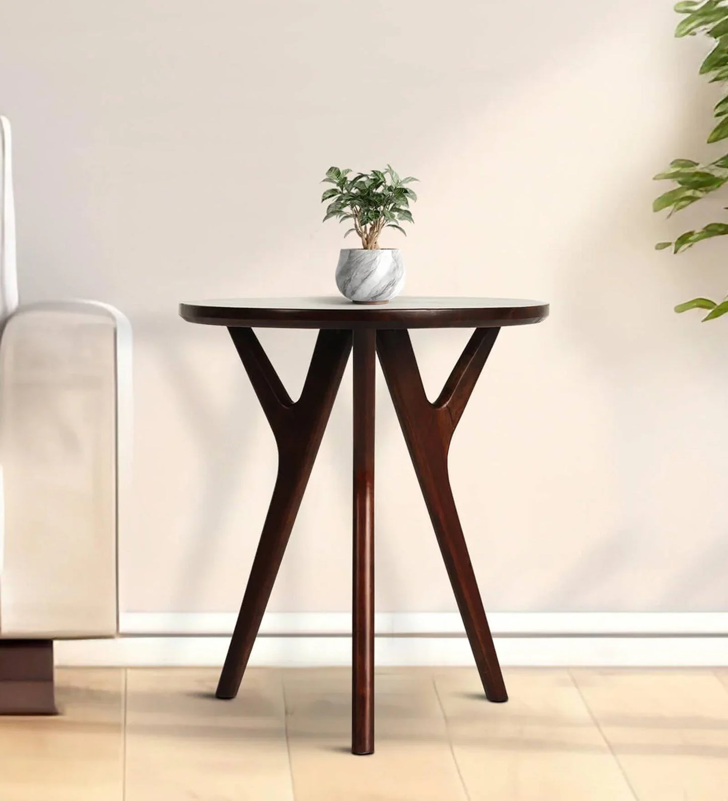 Ally Solid Wood End Table in Walnut Finish