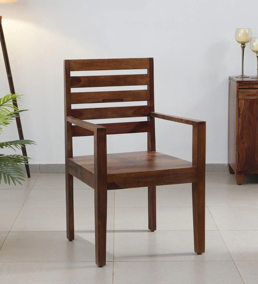 Stigen Sheesham Wood Arm Chair In Provincial Teak Finish
