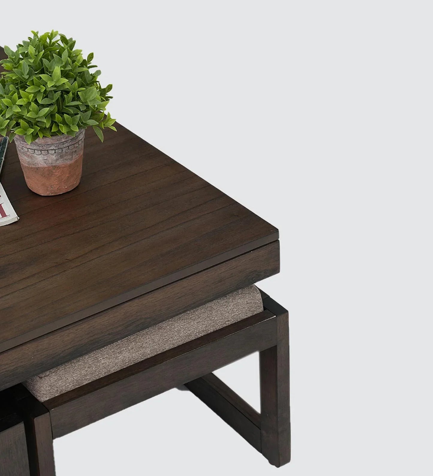 Coffee Table Set with 4 Stool in Brown Colour