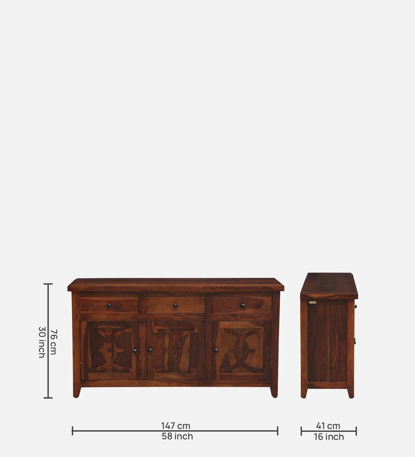 Sheesham Wood Sideboard in Scratch Resistant Honey Oak Finish