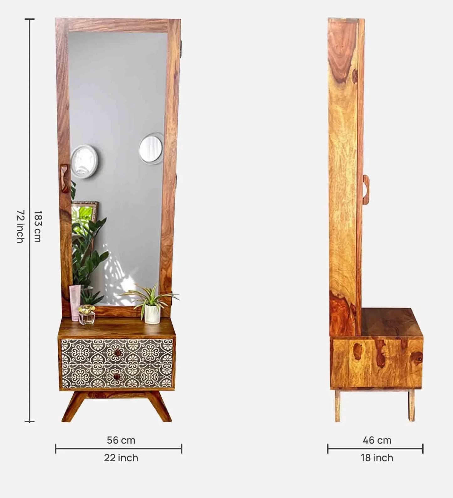 Sheesham Wood Dresser in Teak Finish