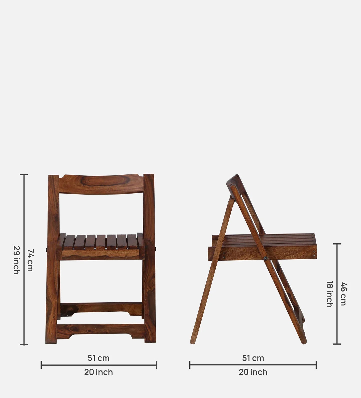 Sheesham Wood Folding Chair In Scratch Resistant Honey Oak Finish