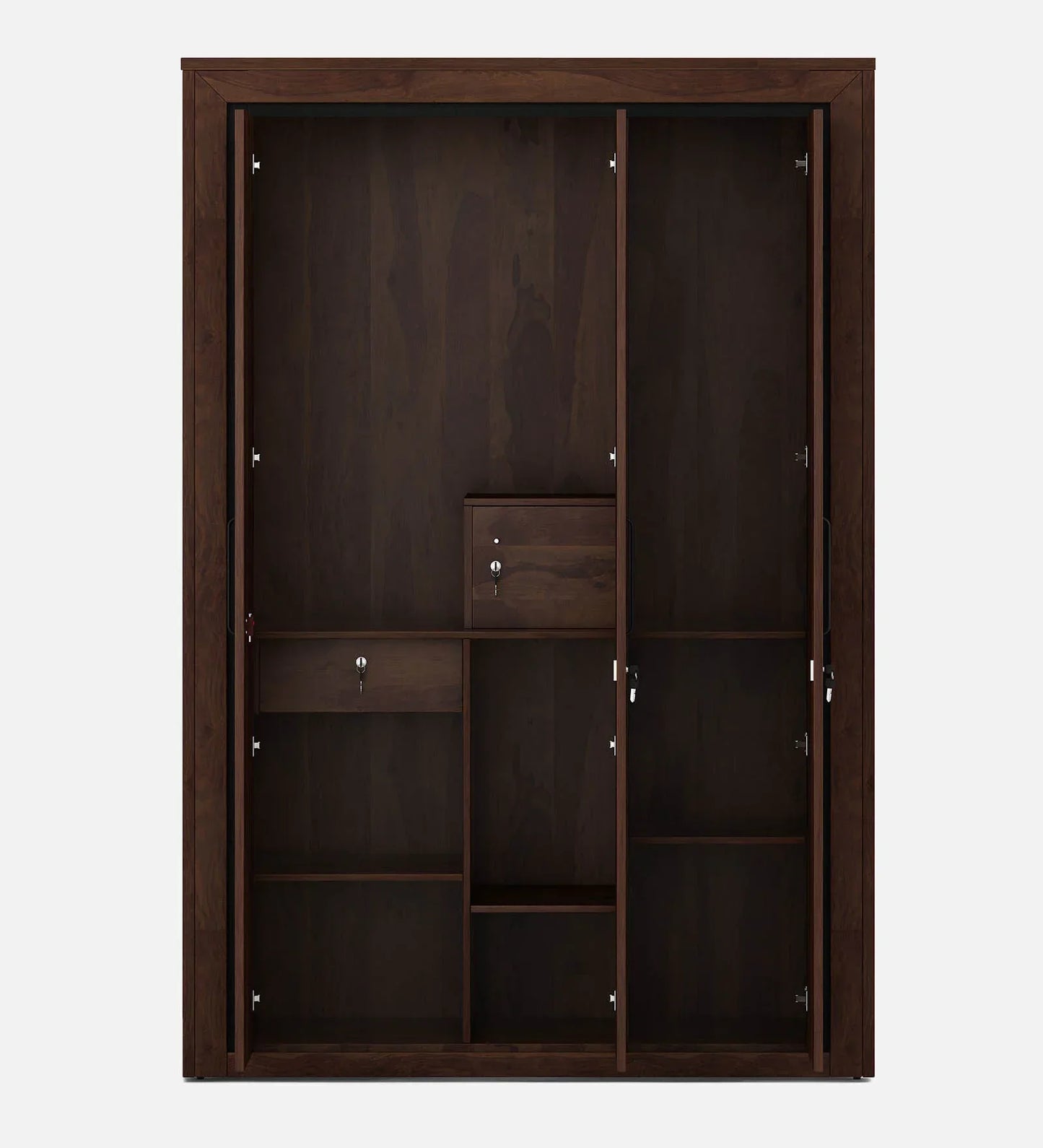 3 Door Wardrobe in Sheesham Finish with Drawer & Locker