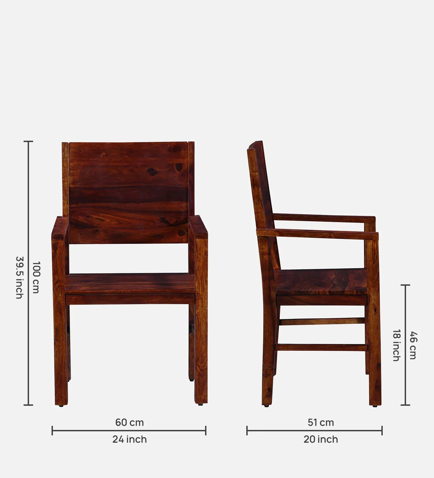 Oriel Sheesham Wood Arm Chair In Honey Oak Finish