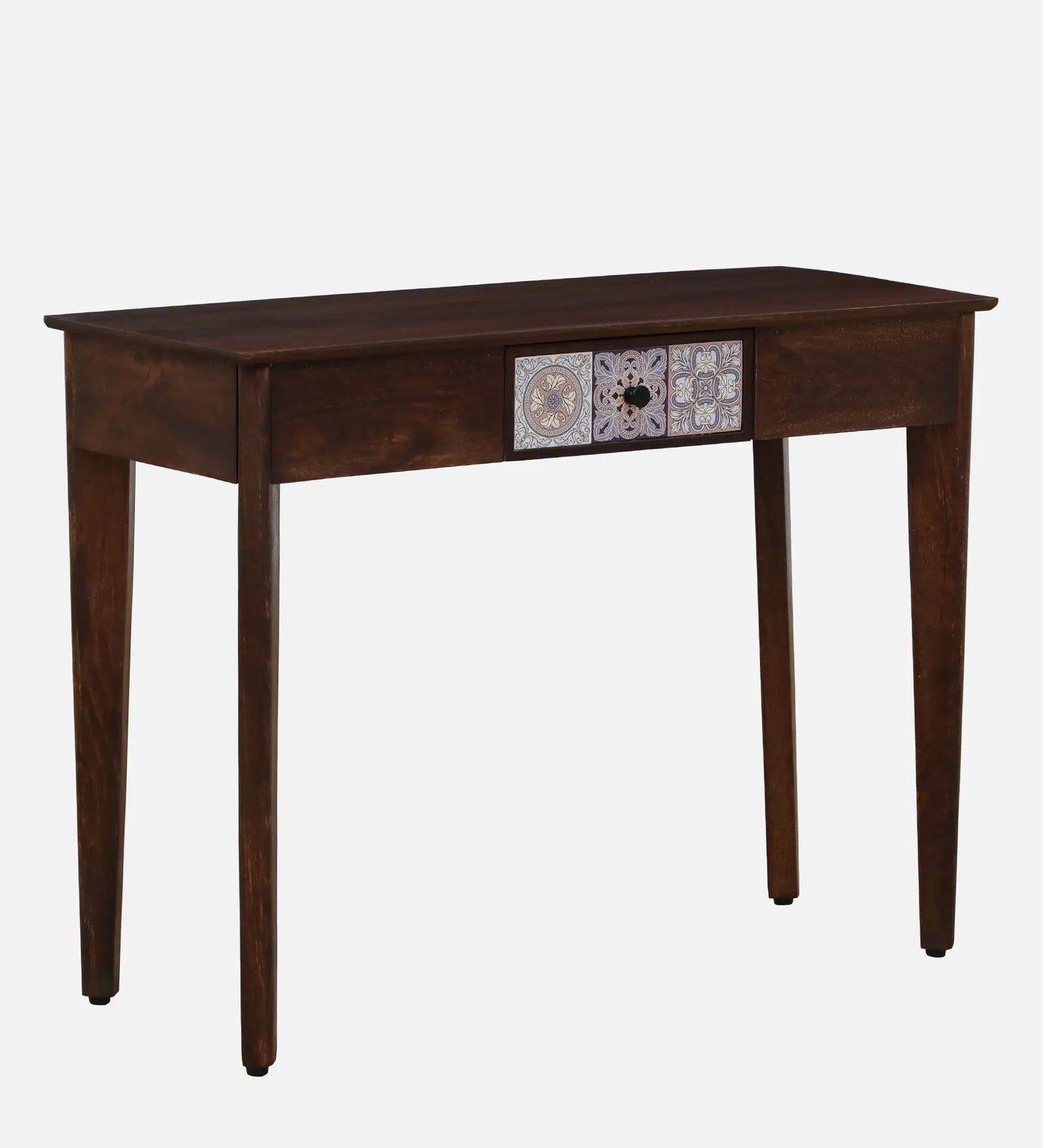 Zellige Solid Wood Console Table In Tubbaq Finish With Drawer