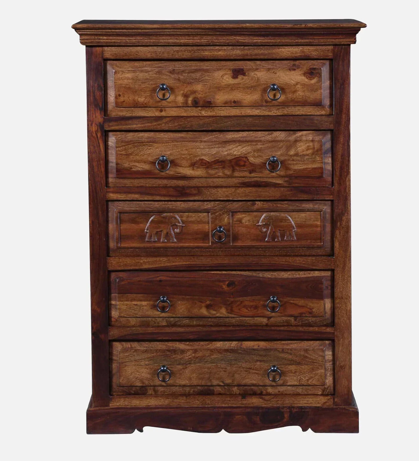 Sheesham Wood Chest Of Drawers in Scratch Resistant Provincial Teak Finish