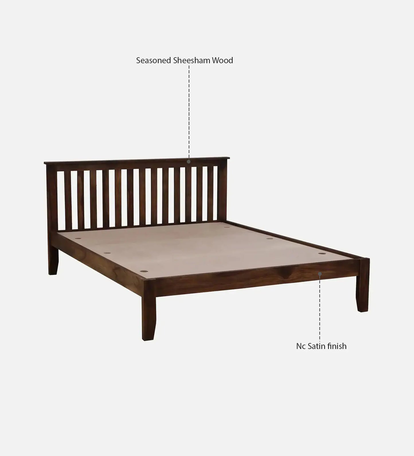 Sheesham Wood Queen Size Bed ( 60 X 72 ) In Provincial Teak Finish