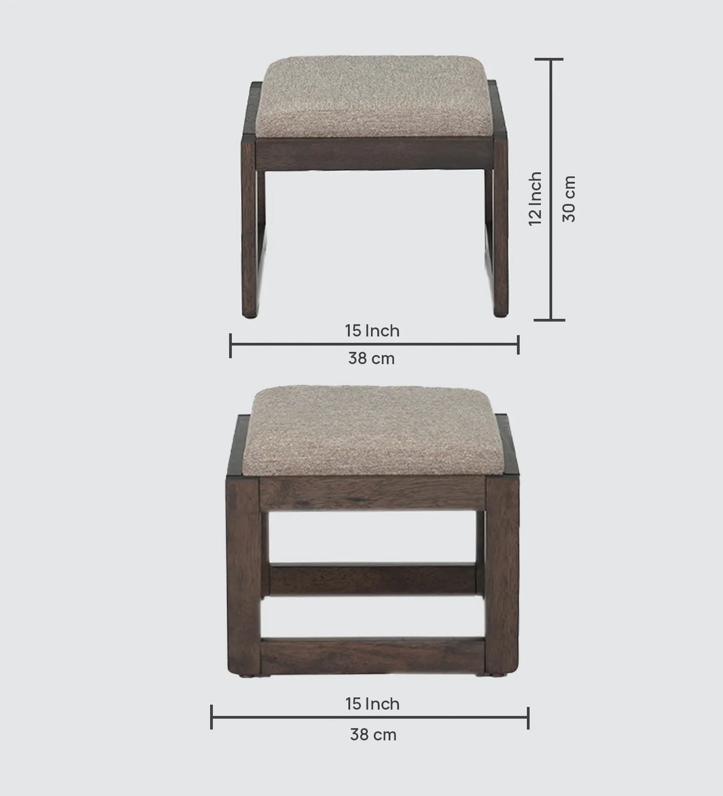 Coffee Table Set with 4 Stool in Brown Colour