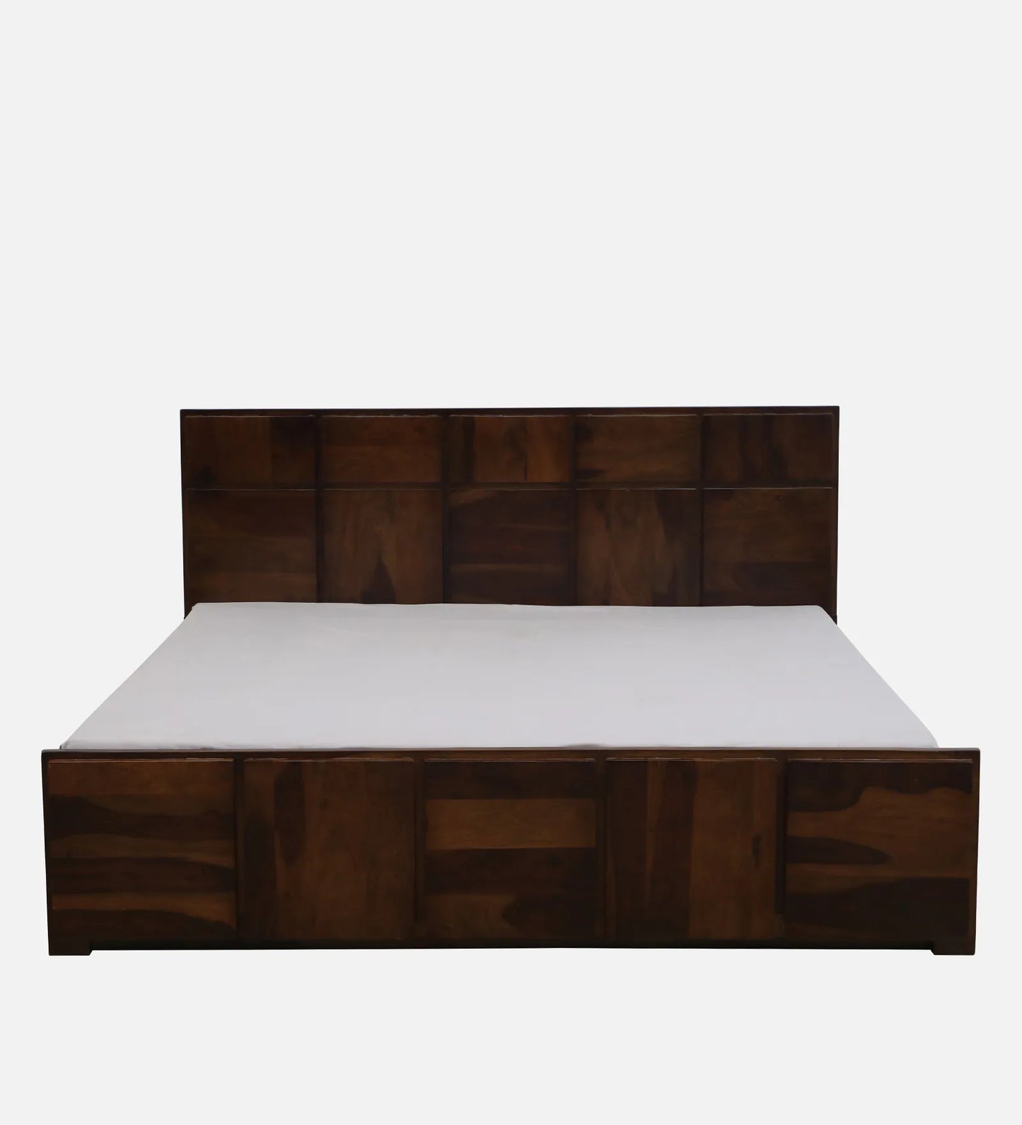 Sheesham Wood King Size Bed In Provincial Teak Finish With Hydraulic Storage