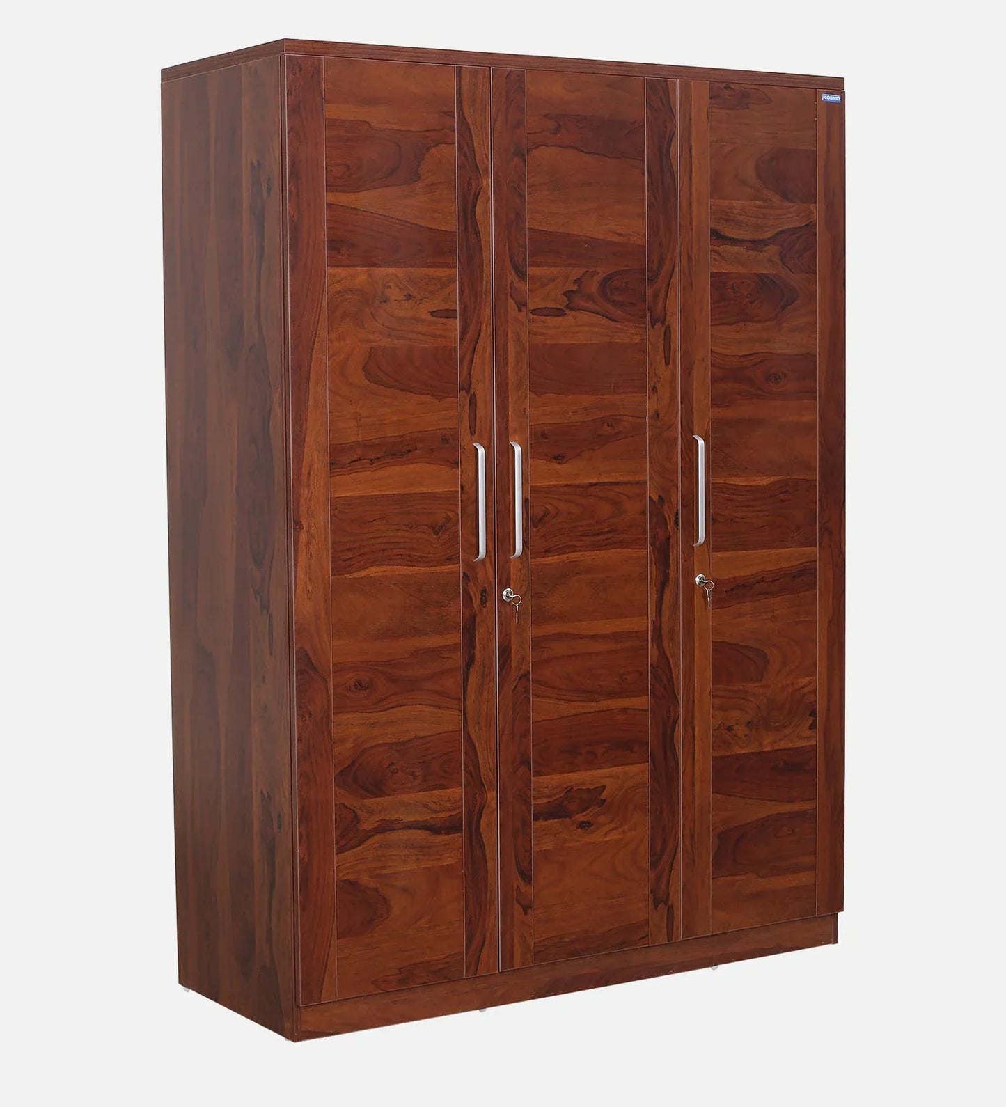 3 Door Wardrobe in Sheesham Woodpore Finish With Drawer & Locker