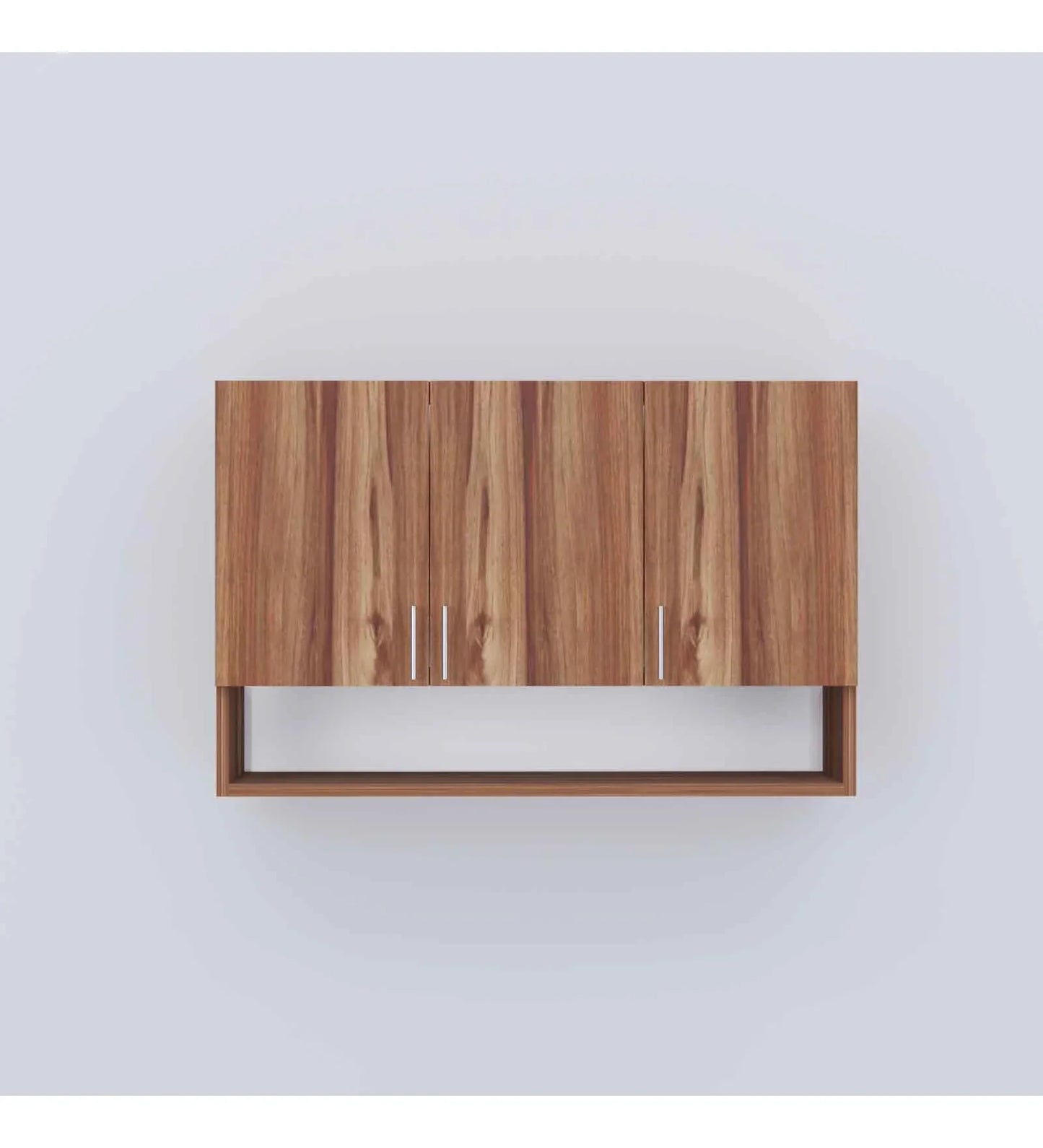 3 Doors Modular Wall Mounted Kitchen Cabinet with Organizer Shelf in Aisan Walnut Finish