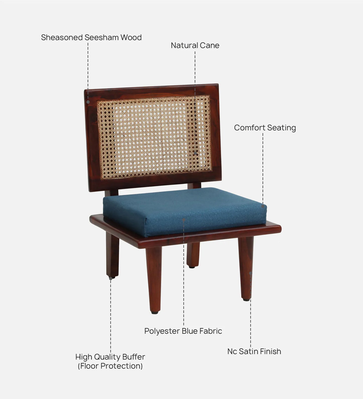 Sheesham Wood Slipper Chairs with Cushion In Honey Oak Finish