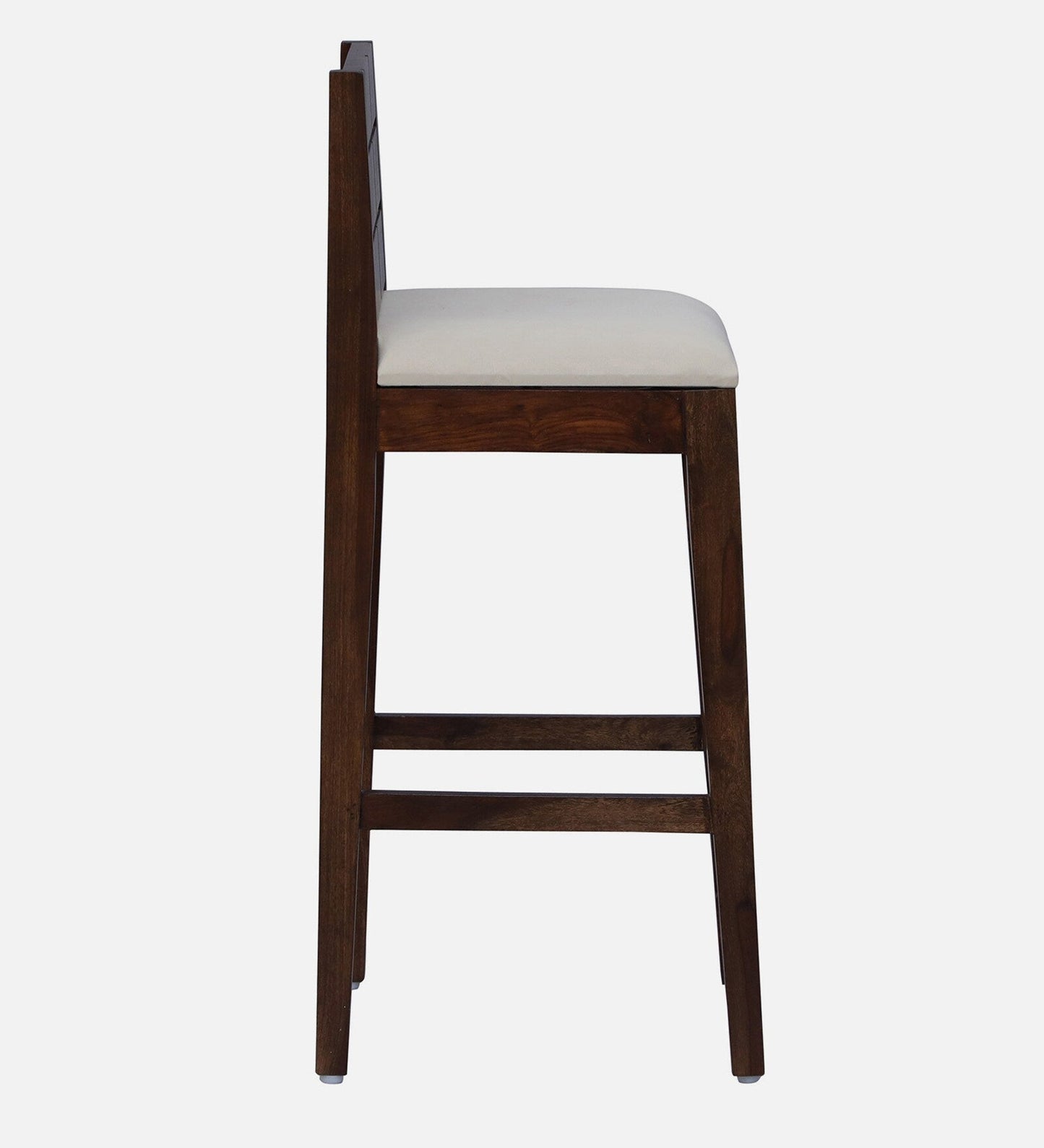 Sheesham Wood Full Back Bar Stool In Provincial Teak Finish with Beige Cushion