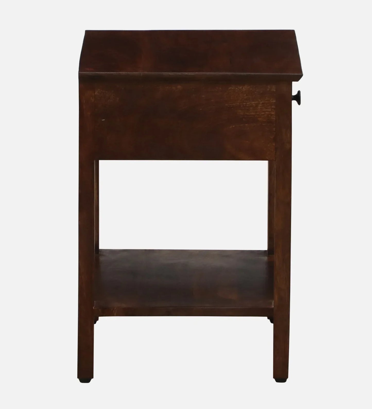 Zellige Solid Wood End Table In Tubbaq Finish With Drawer