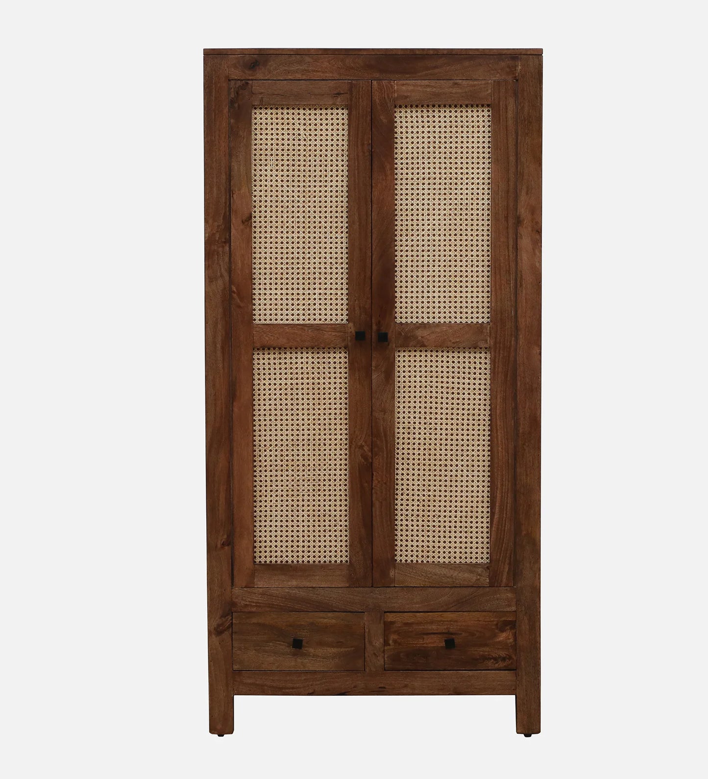 Mango Wood 2 Door Wardrobe In Rustic Teak Finish With Drawer