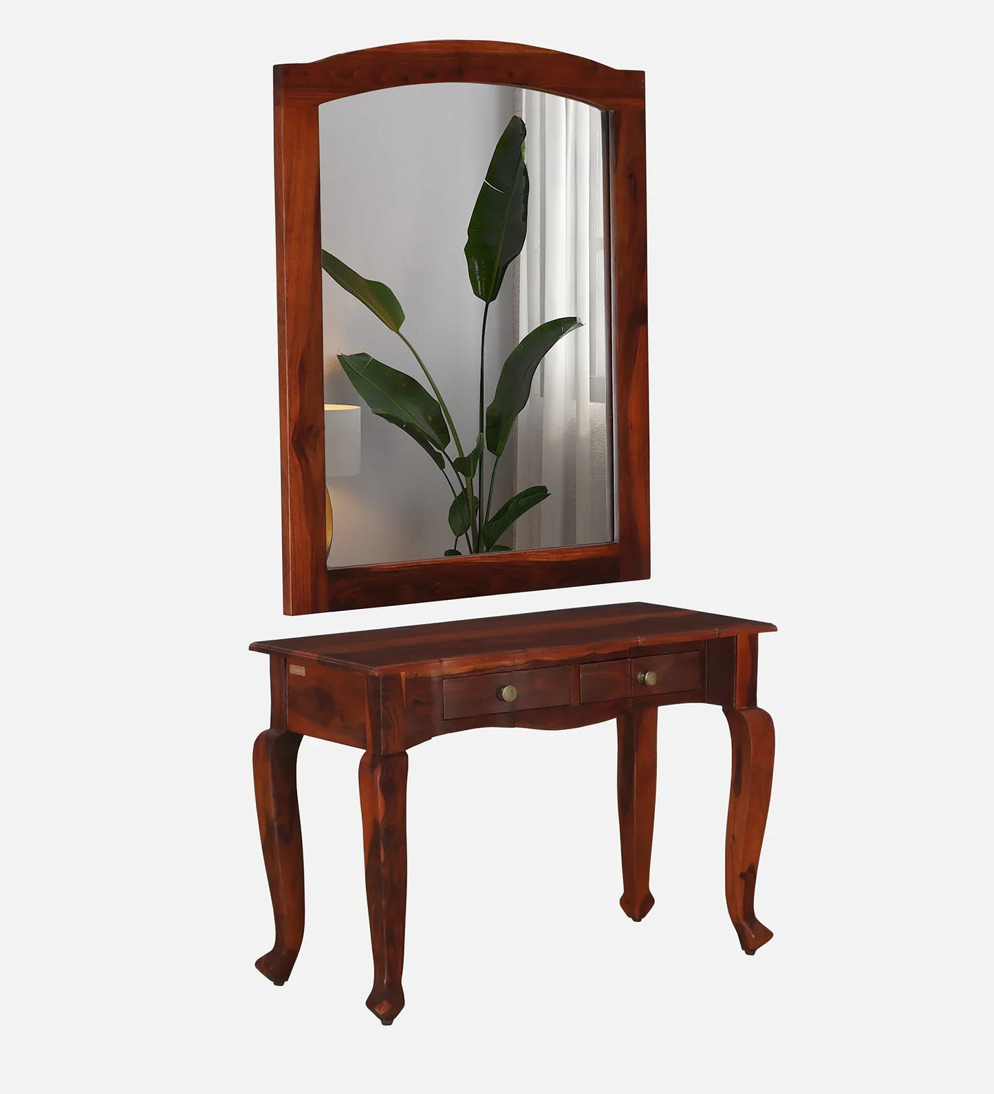 Sheesham Wood Dressing Cabinet In Honey Oak Finish With Mirror