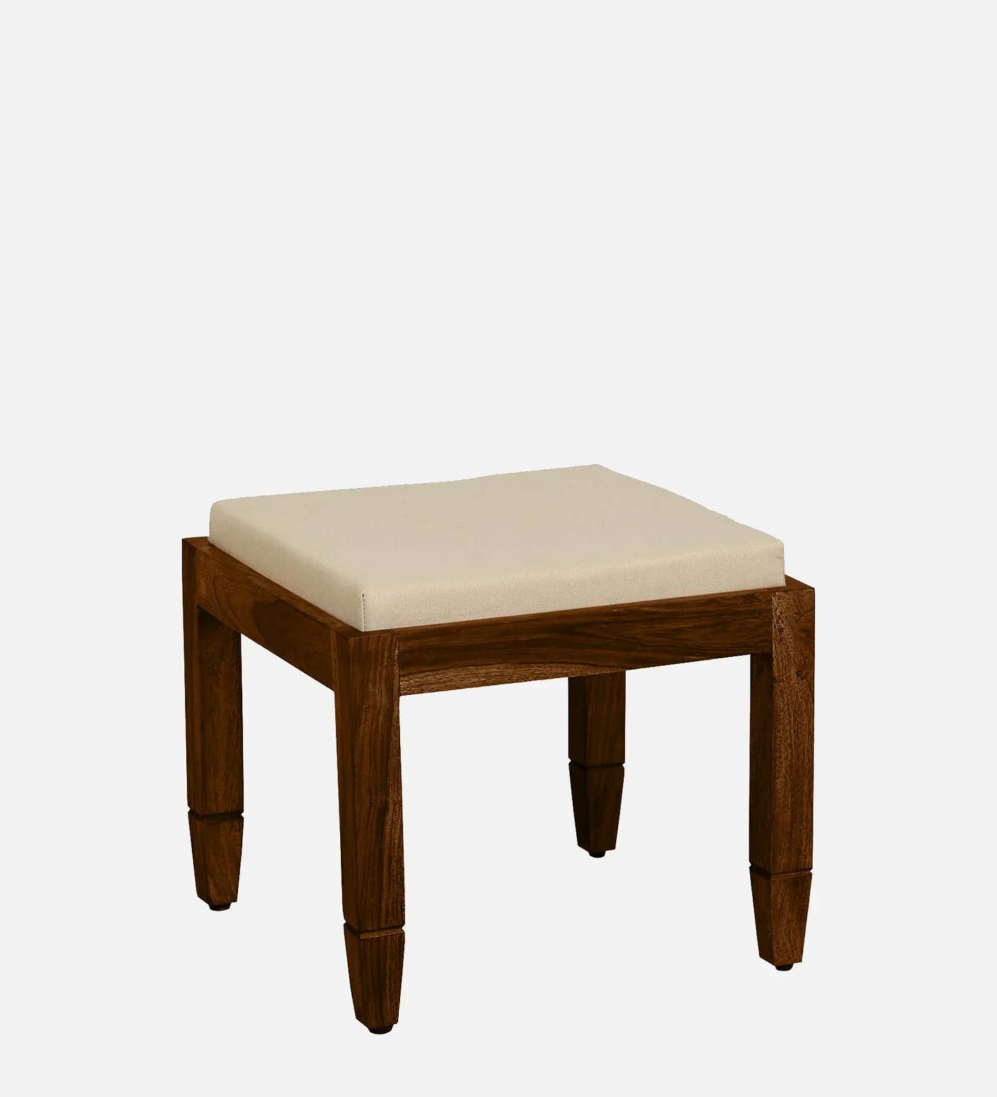 Sheesham Wood Nesting Coffee Table Set in Provincial Teak Finish With Cushioned Stools