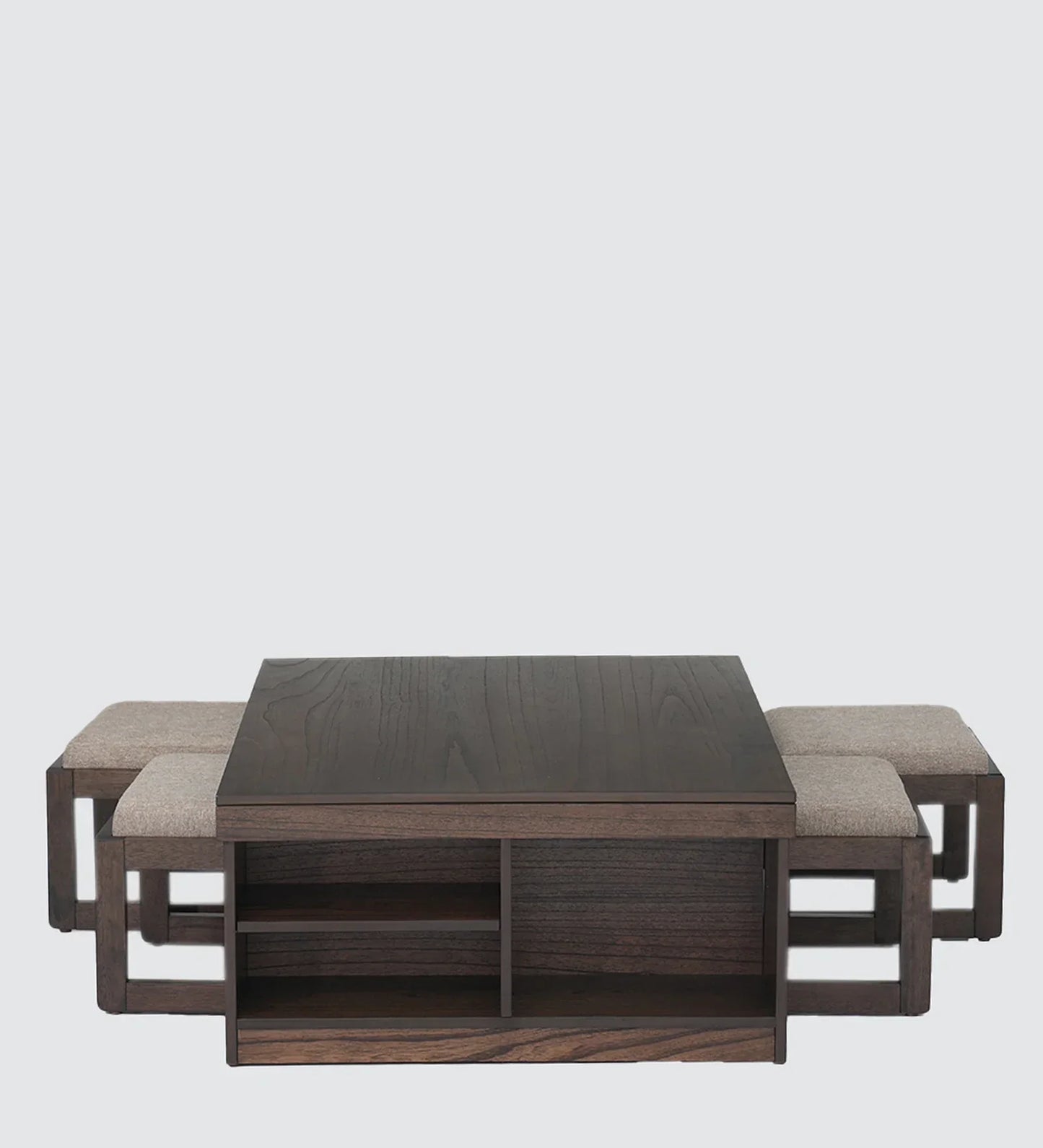 Coffee Table Set with 4 Stool in Brown Colour