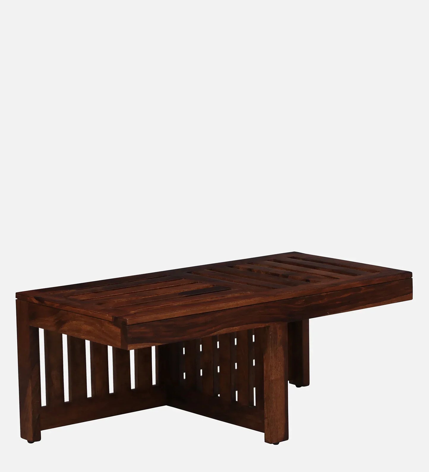 Solid Wood Nesting Coffee Table Set in Honey Oak Finish With Cushioned Stools