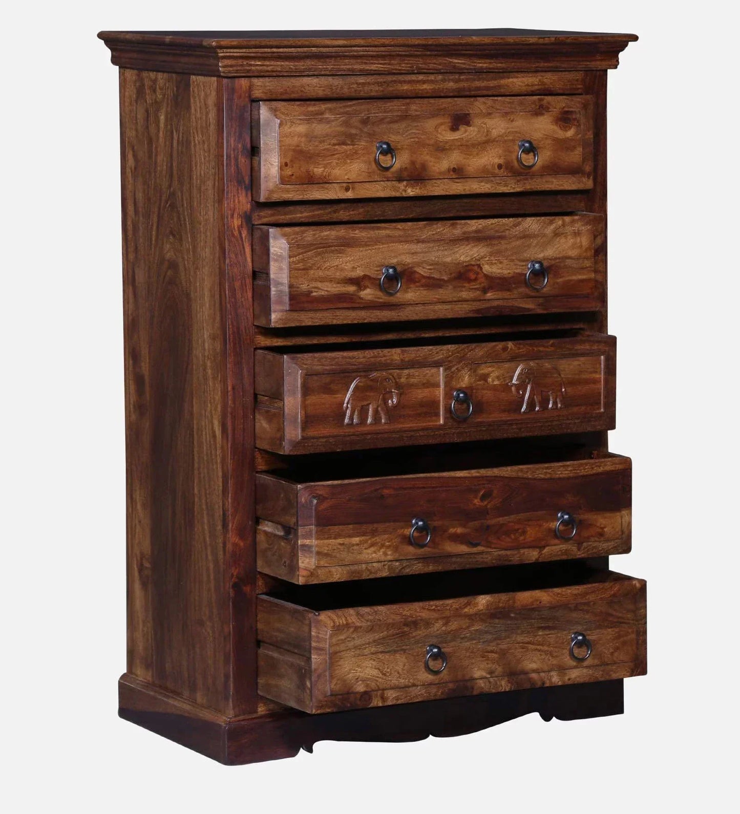 Sheesham Wood Chest Of Drawers in Scratch Resistant Provincial Teak Finish