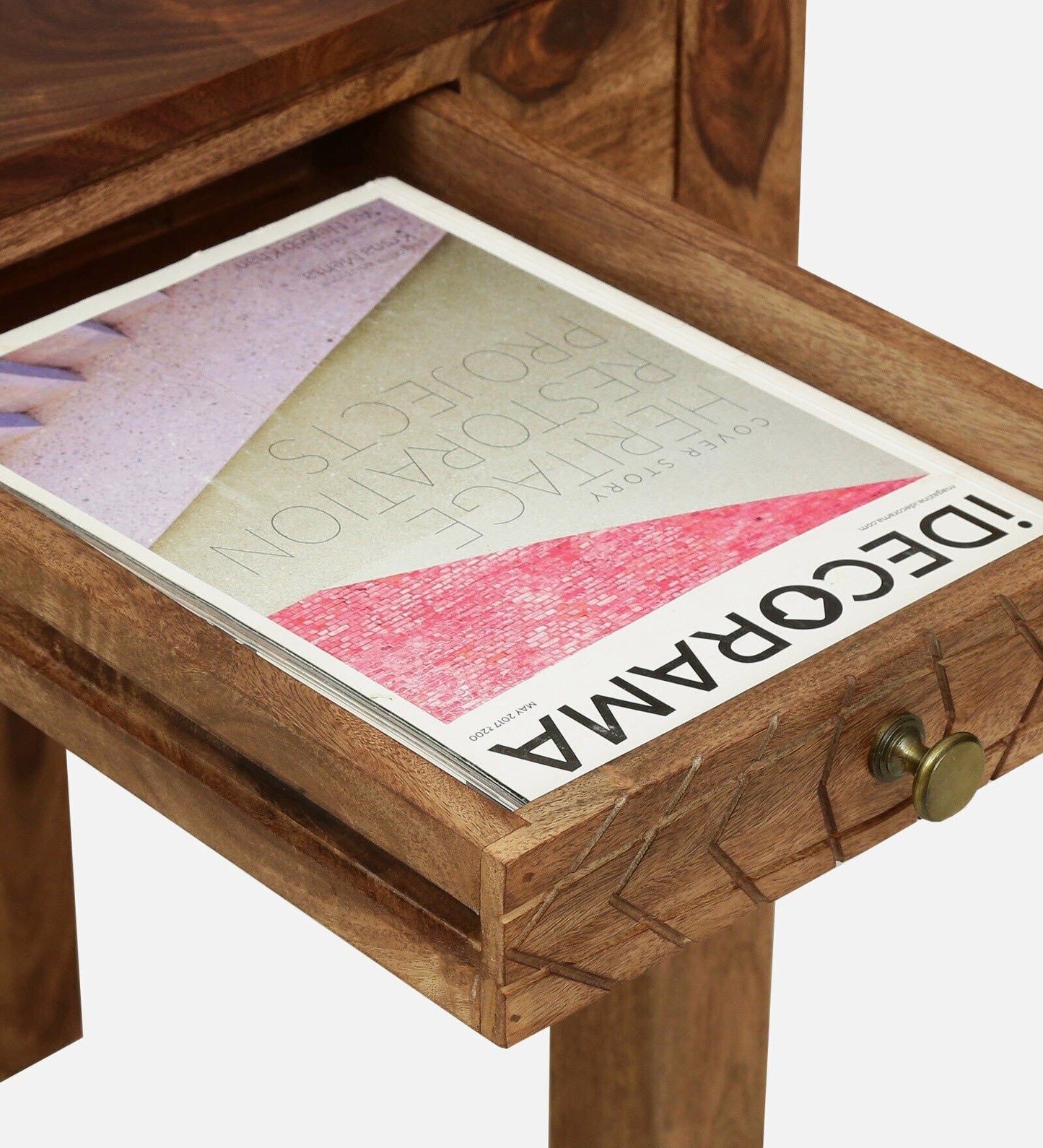 Sheesham Wood Writing Table in Scratch Resistant Rustic Teak Finish With Drawers