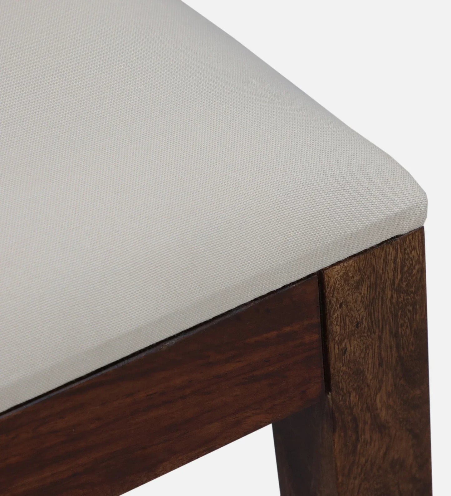 Sheesham Wood Full Back Bar Stool In Provincial Teak Finish with Beige Cushion