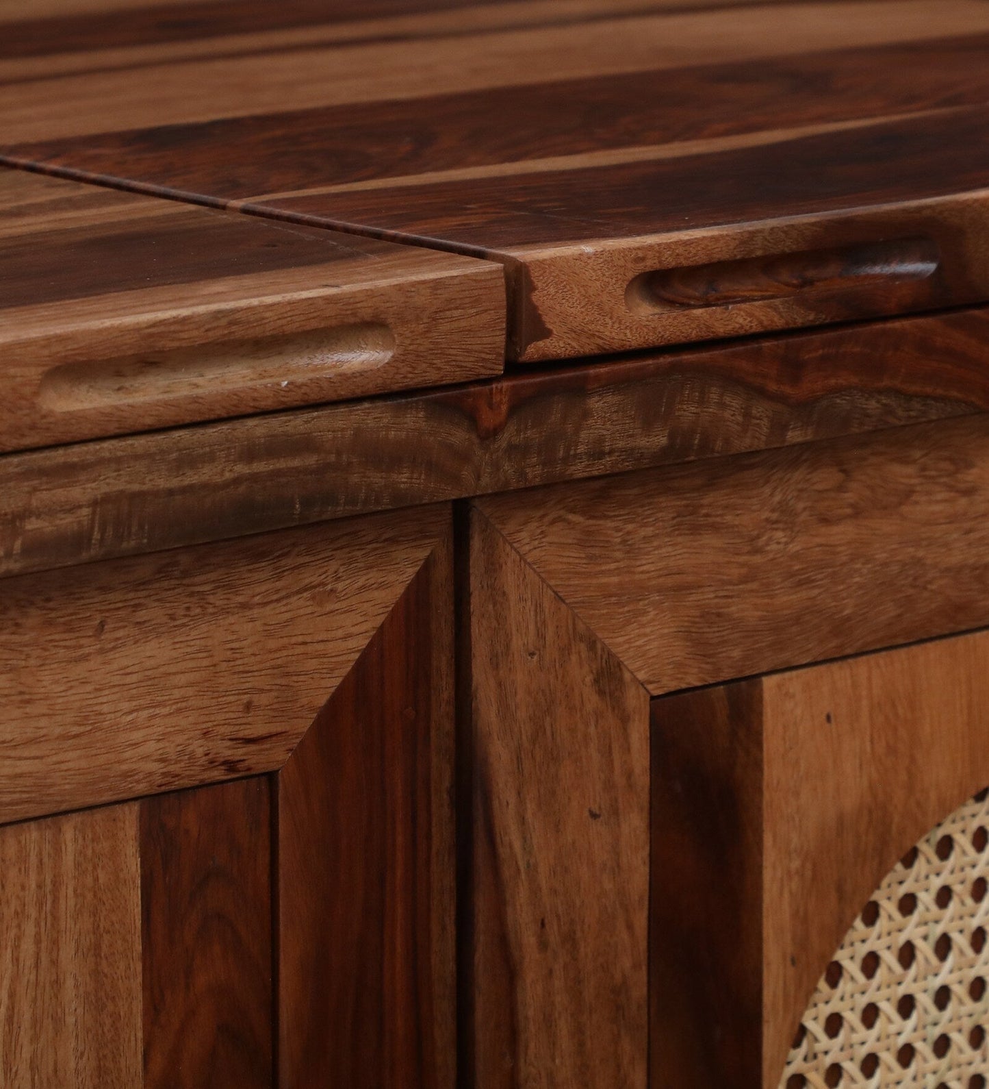 Sheesham Wood Bar Cabinet In Rustic Teak Finish