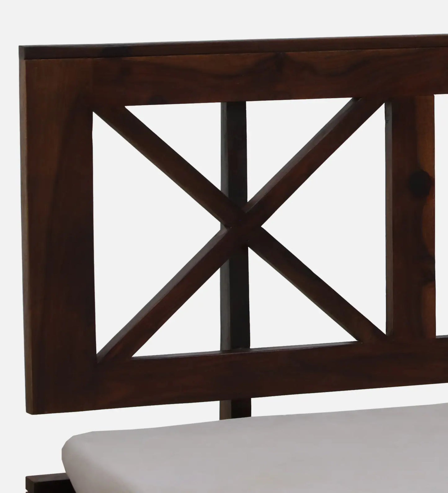 Sheesham Wood Queen Size Bed In Provincial Teak Finish With Headboard & Hydraulic Storage