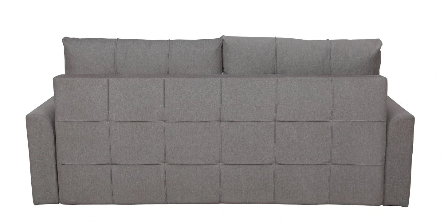 Fabric Pull Out Sofa Cum Bed In Sandy Brown Colour With Storage