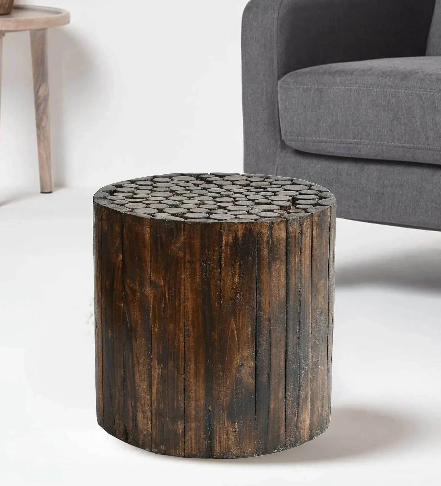 Solid Wood Foot Stool in Brown Colour
