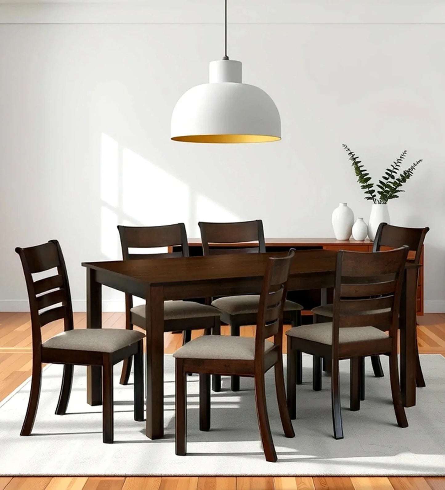 6 Seater Dining Sets In Brown Finish