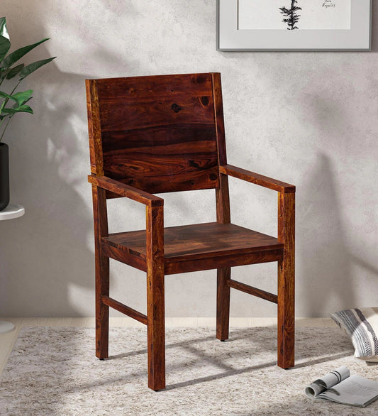 Oriel Sheesham Wood Arm Chair In Honey Oak Finish