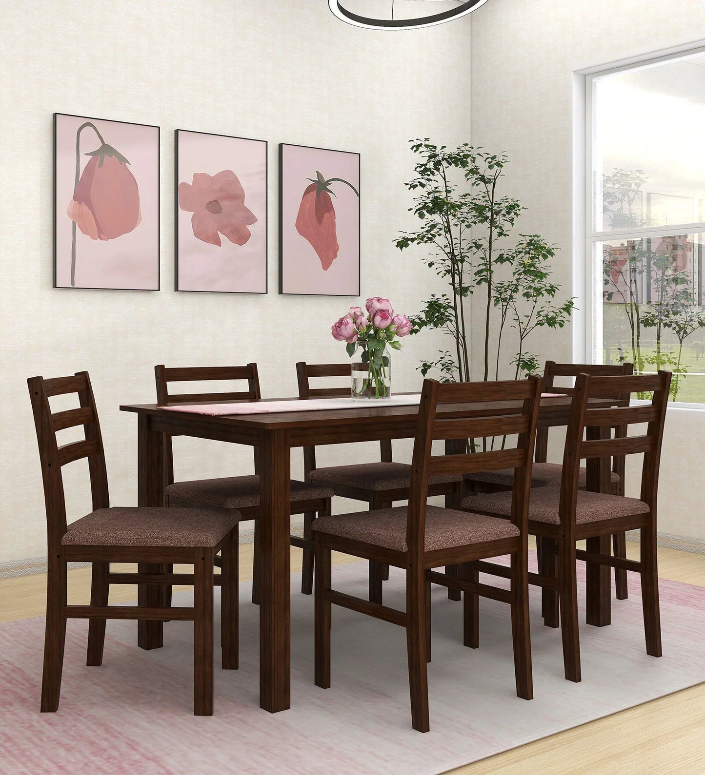 6 Seater Dining Set in Dark Cappuccino Finish