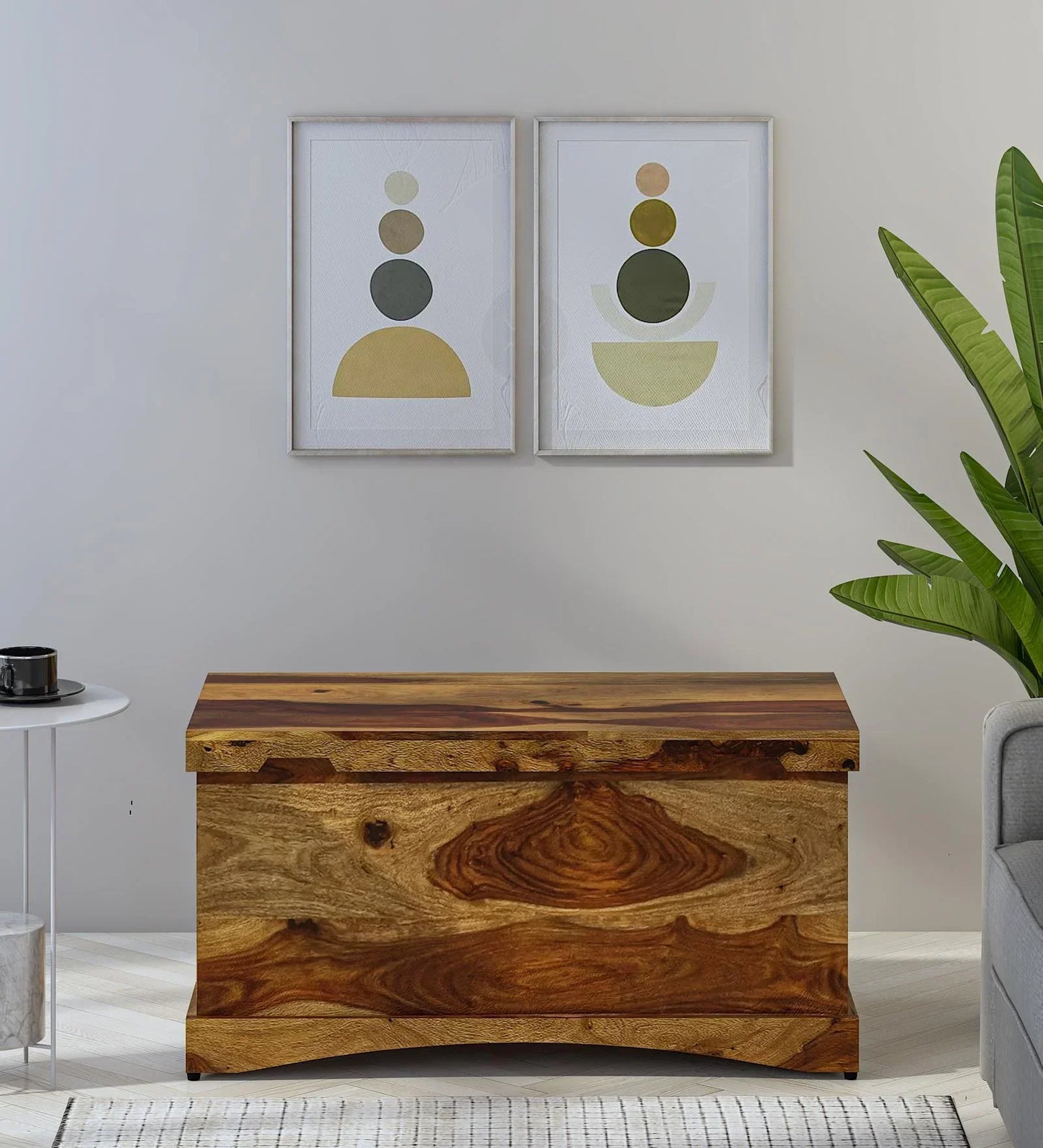 Sheesham Wood Trunk in Scratch Resistant Rustic Teak Finish