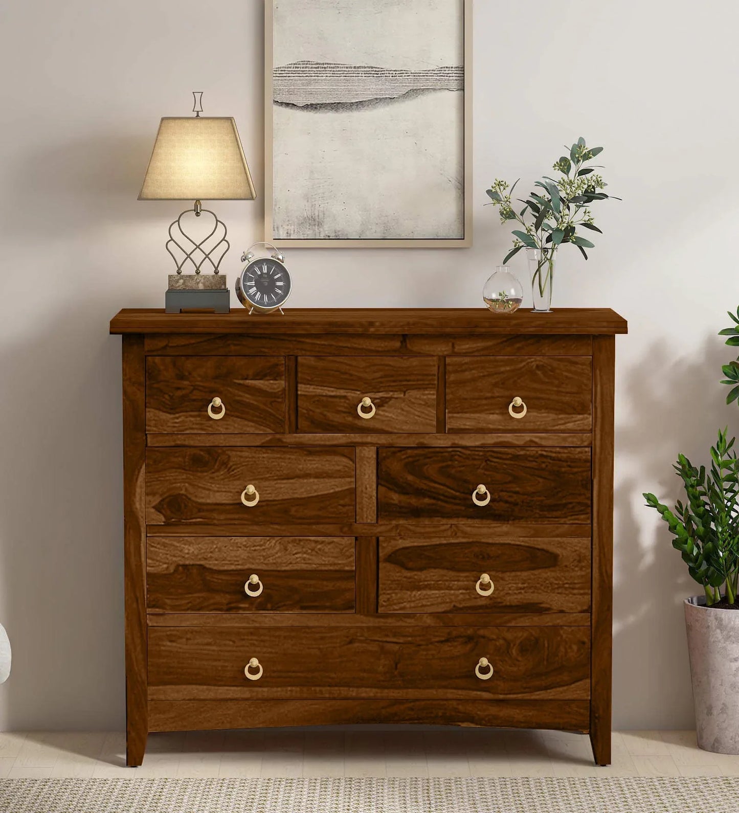 Sheesham Wood Chest Of Drawers in Scratch Resistant Provincial Teak Finish