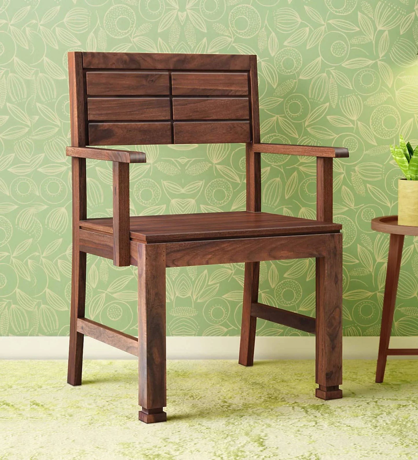 Segur Sheesham Wood Arm Chair In Provincial Teak Finish