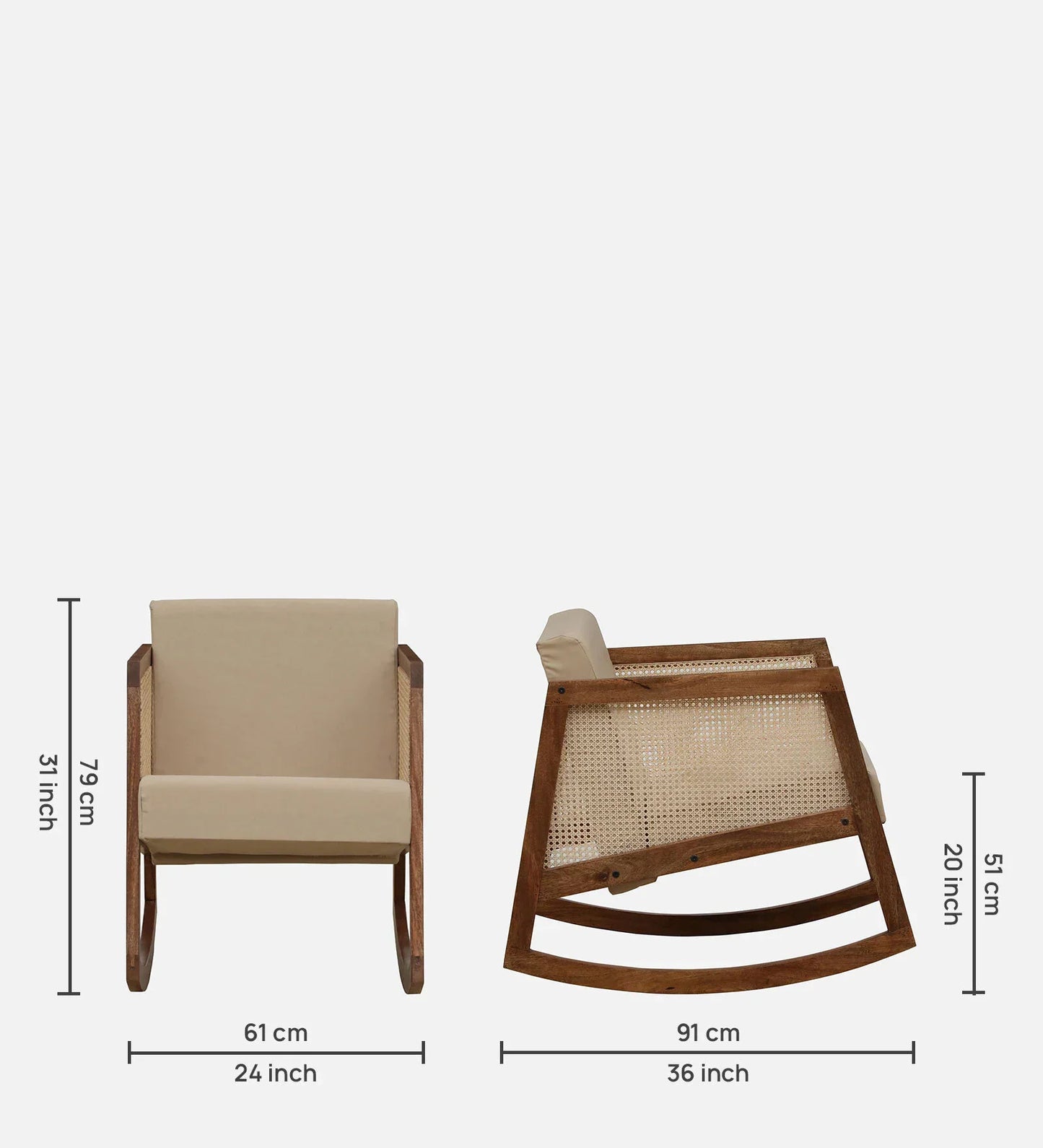 Baarn Mango Wood Rocking Chair In Rustic Teak Finish