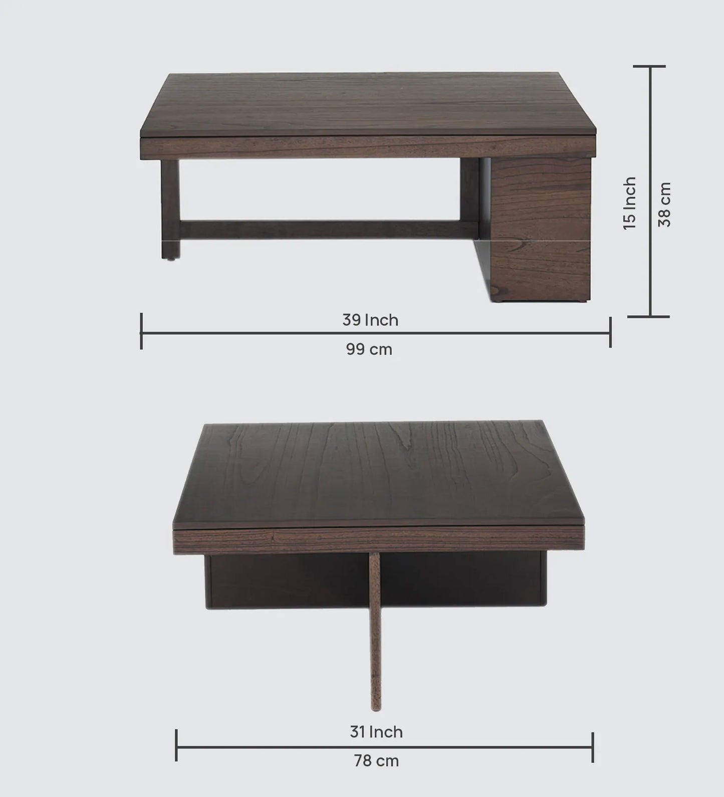 Coffee Table Set with 4 Stool in Brown Colour