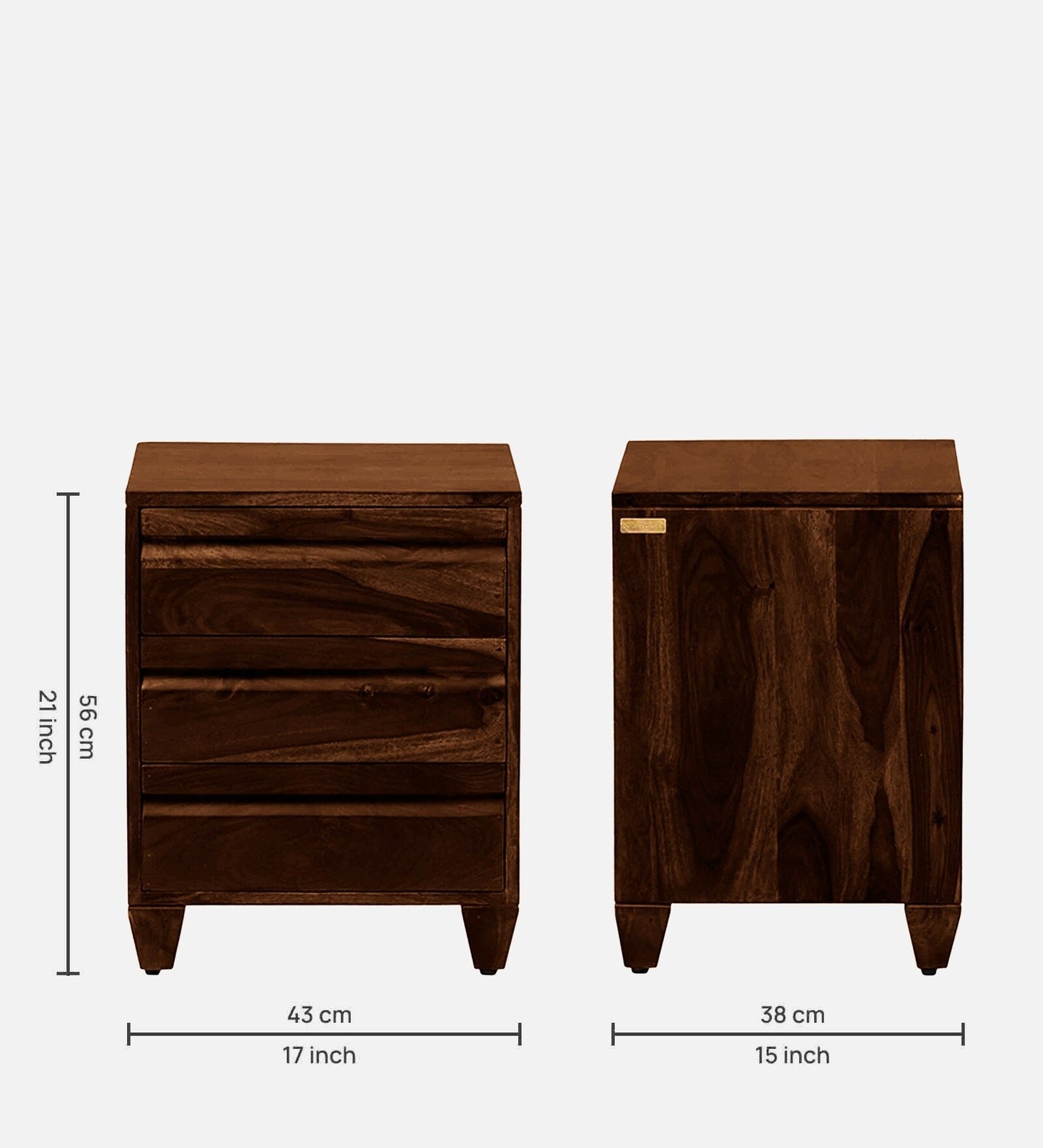 Sheesham Wood Bedside Table In Scratch Resistant Provincial Teak Finish With Drawers