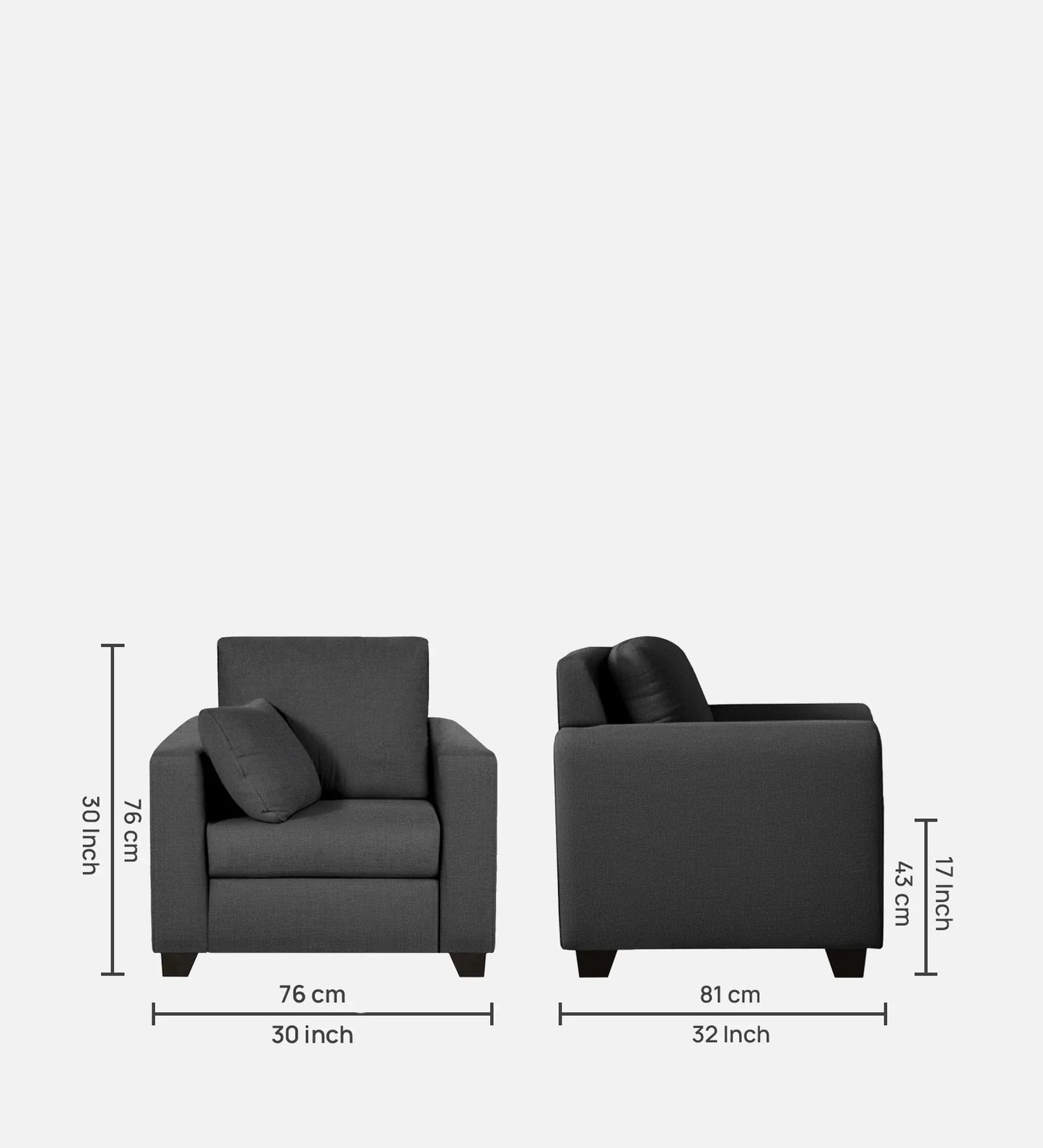 1 Seater Sofa In Grey Colour