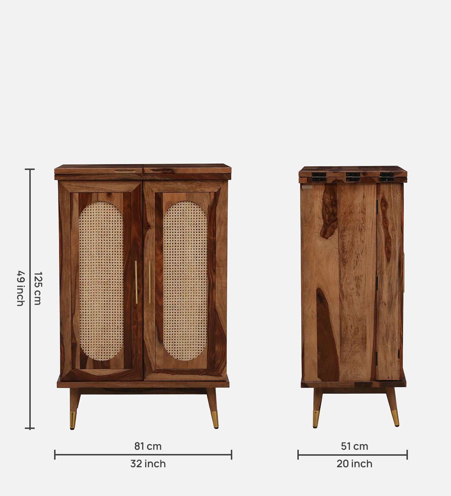 Sheesham Wood Bar Cabinet In Rustic Teak Finish