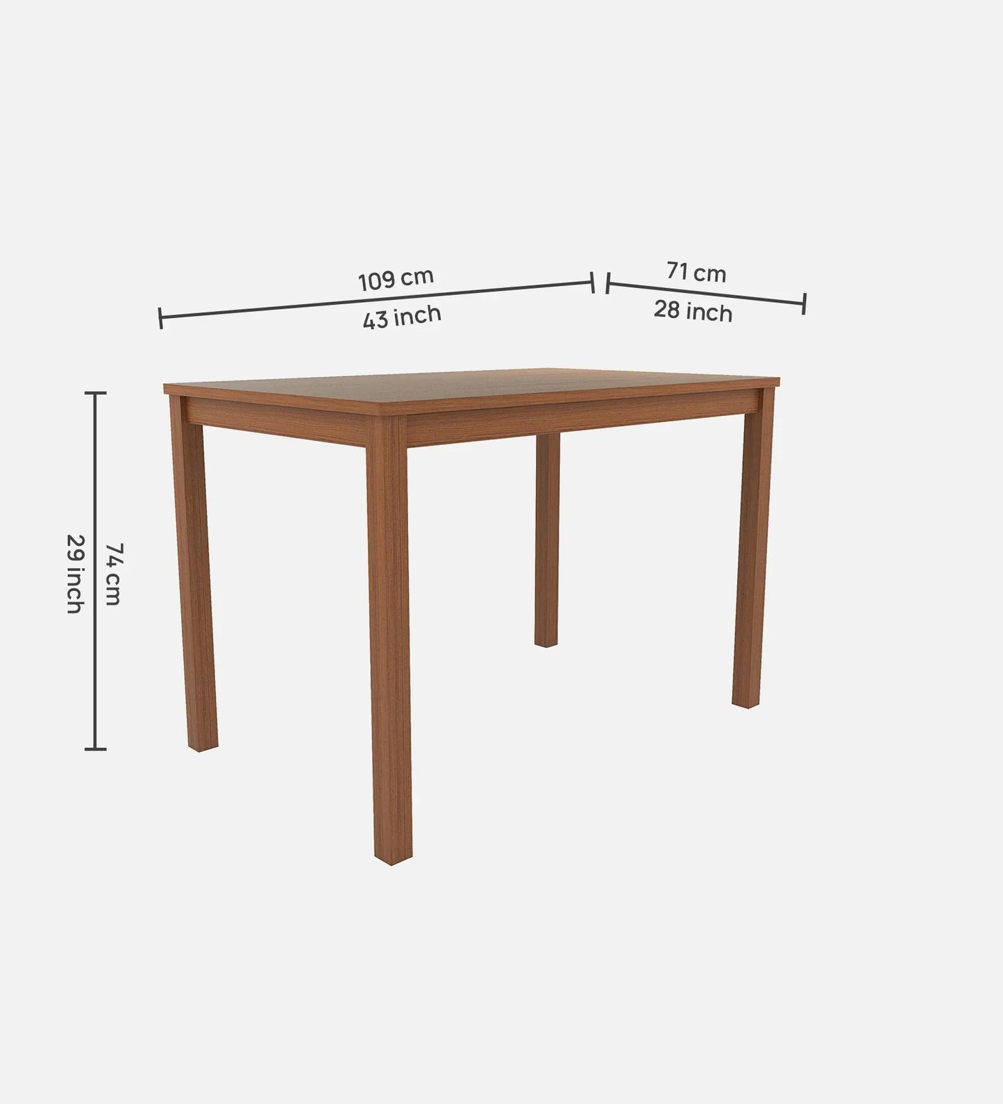 Seattle 4 Seater Dining Set in Antique Oak Finish
