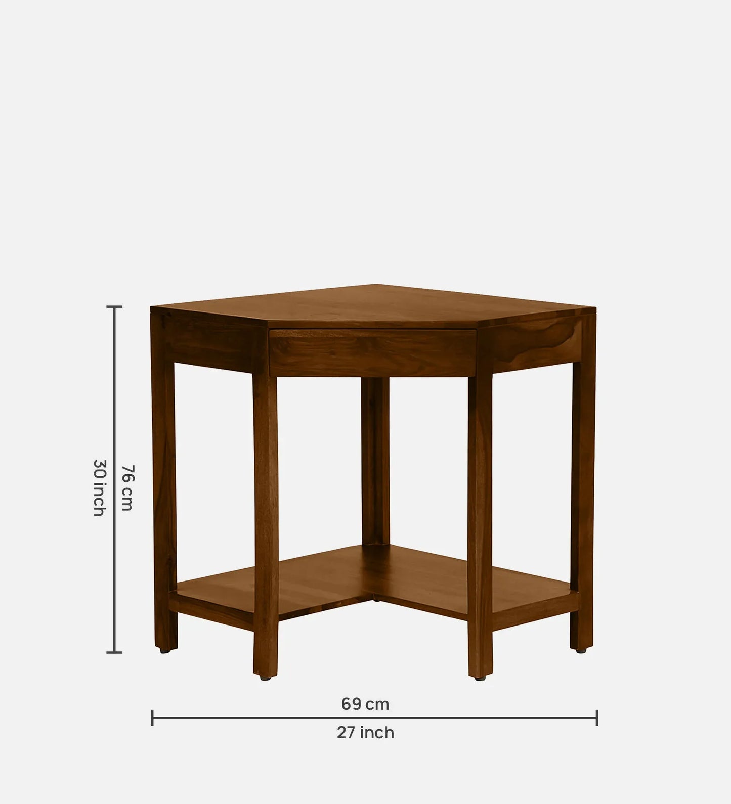 Sheesham Wood Corner Writing Table in Scratch Resistant Provincial Teak Finish