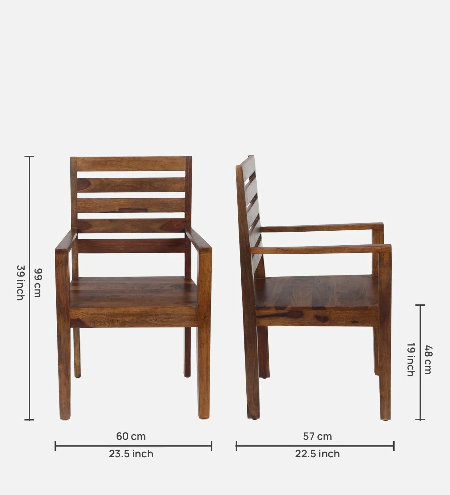 Stigen Sheesham Wood Arm Chair In Provincial Teak Finish