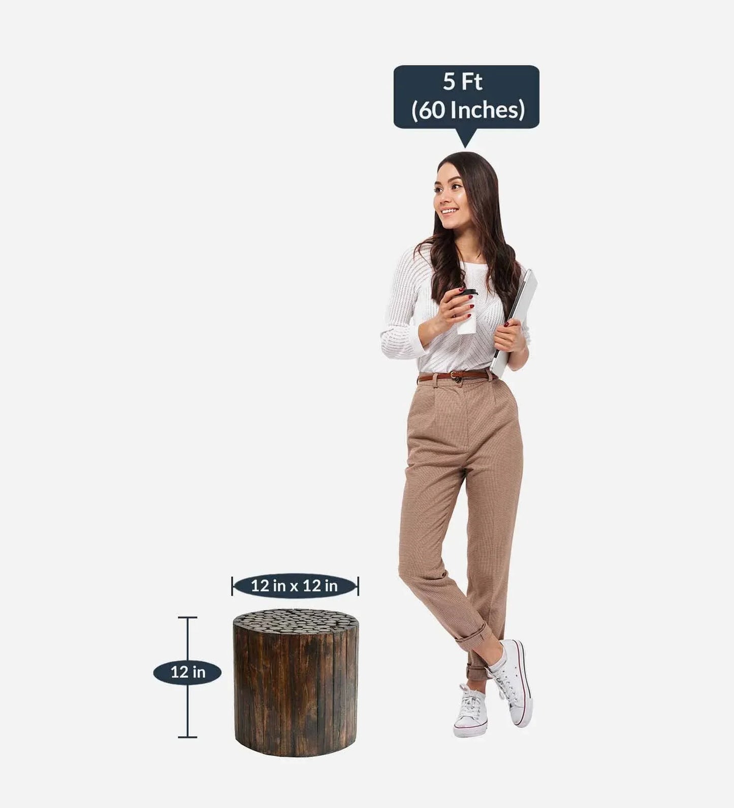 Solid Wood Foot Stool in Brown Colour