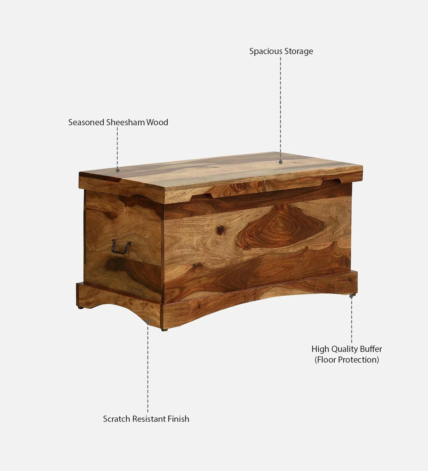 Sheesham Wood Trunk in Scratch Resistant Rustic Teak Finish