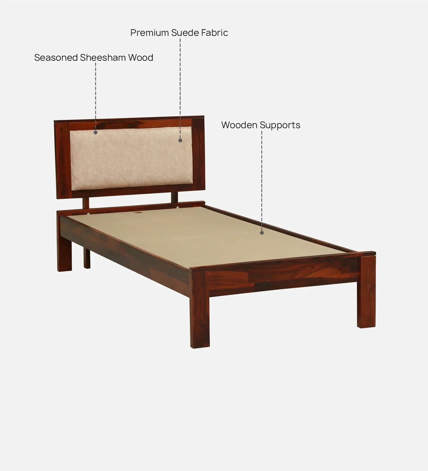 Sheesham Wood Single Bed In Honey Oak Finish